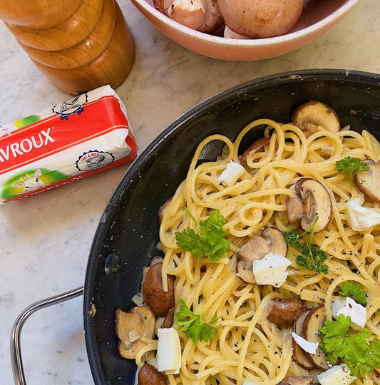 Goat cheese & mushroom spaghetti