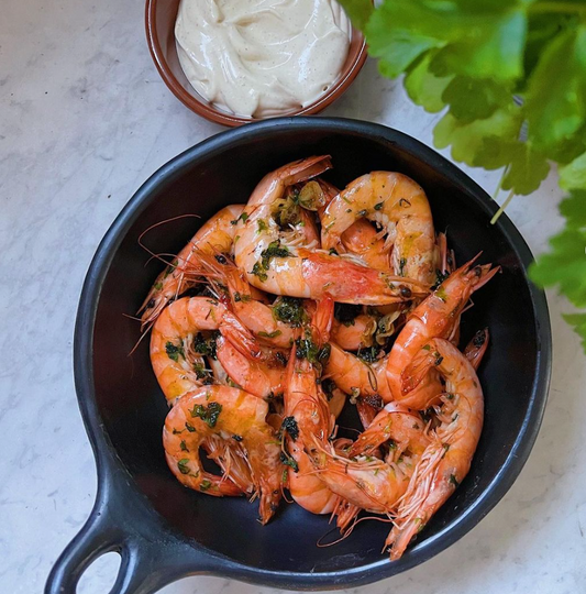 Pan fried garlic shrimp
