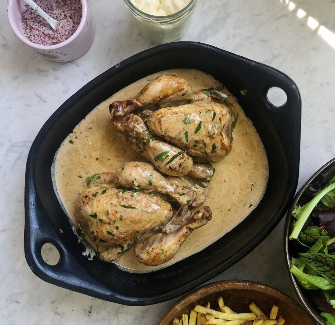 Spring chicken w/ creamy tarragon sauce