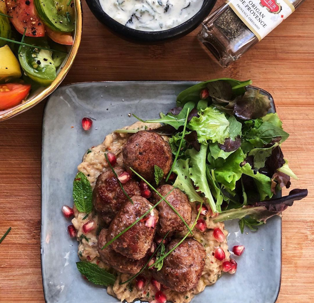 Lamb meatballs w/ baba ganoush