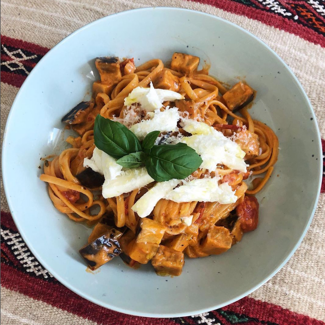 Creamy eggplant linguine