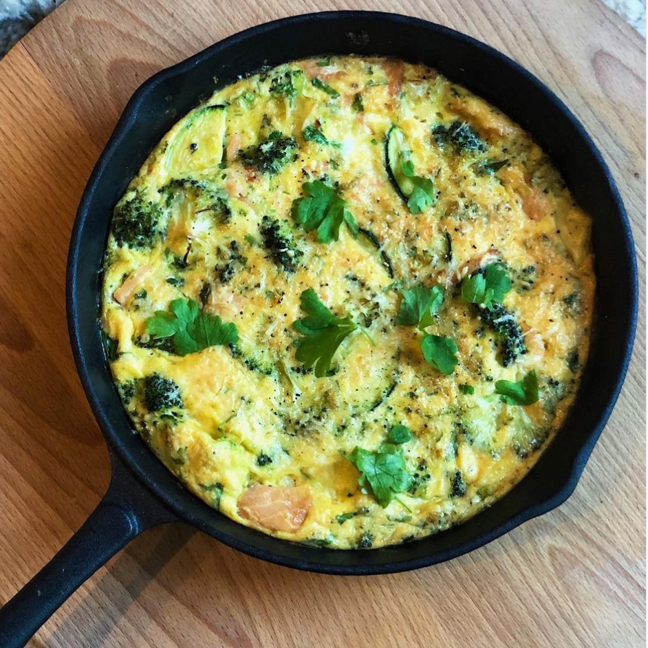 Salmon & broccoli frittata