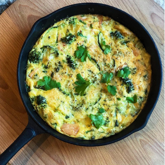 Salmon & broccoli frittata