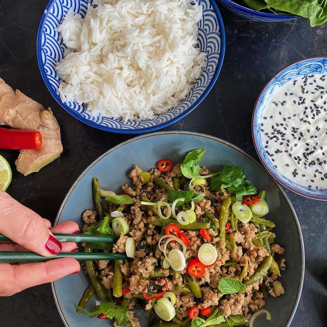 Thai inspired minced meat boats