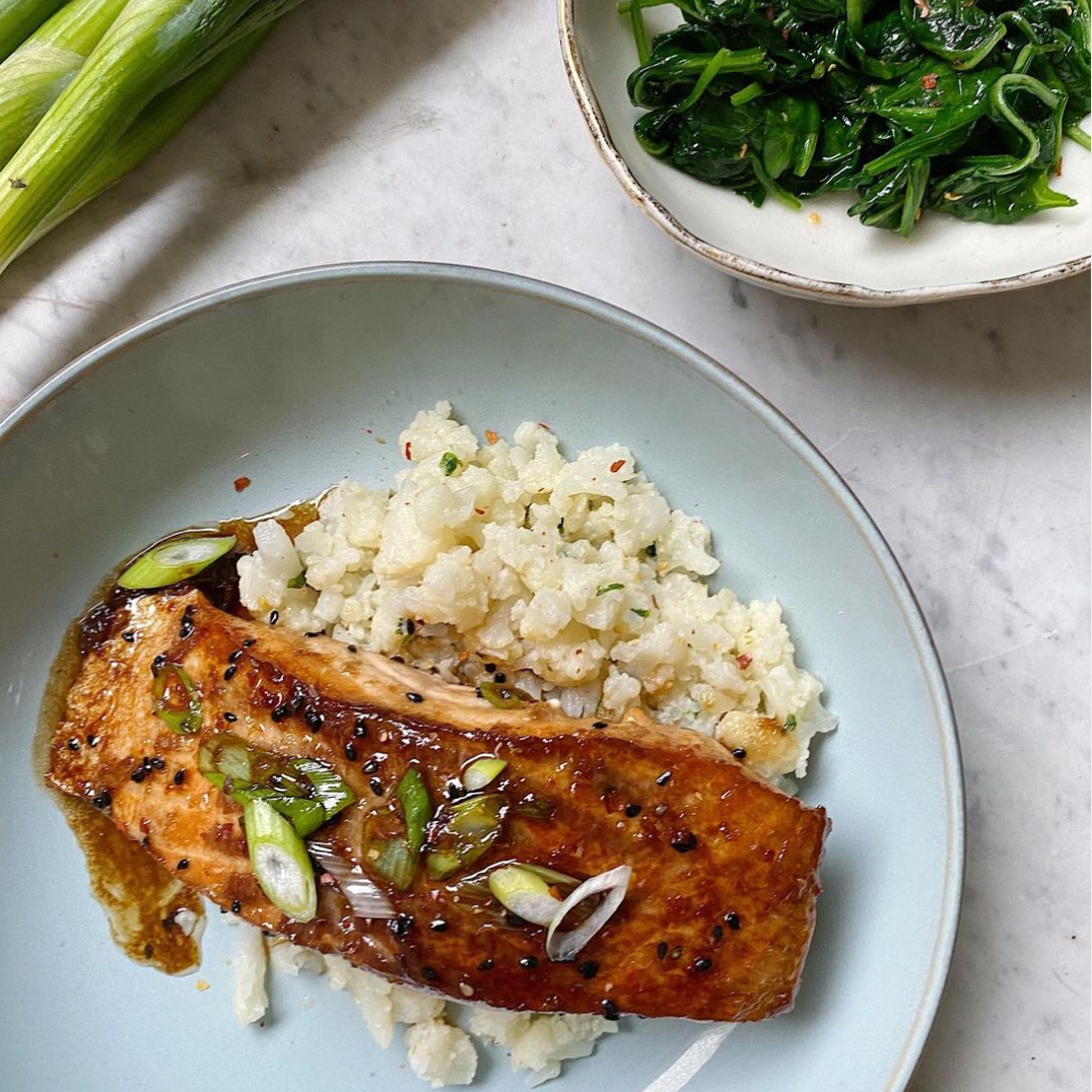 Teryaki salmon w/ cauliflower rice