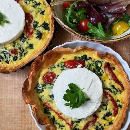 Goat cheese & sun-dried tomato quiche