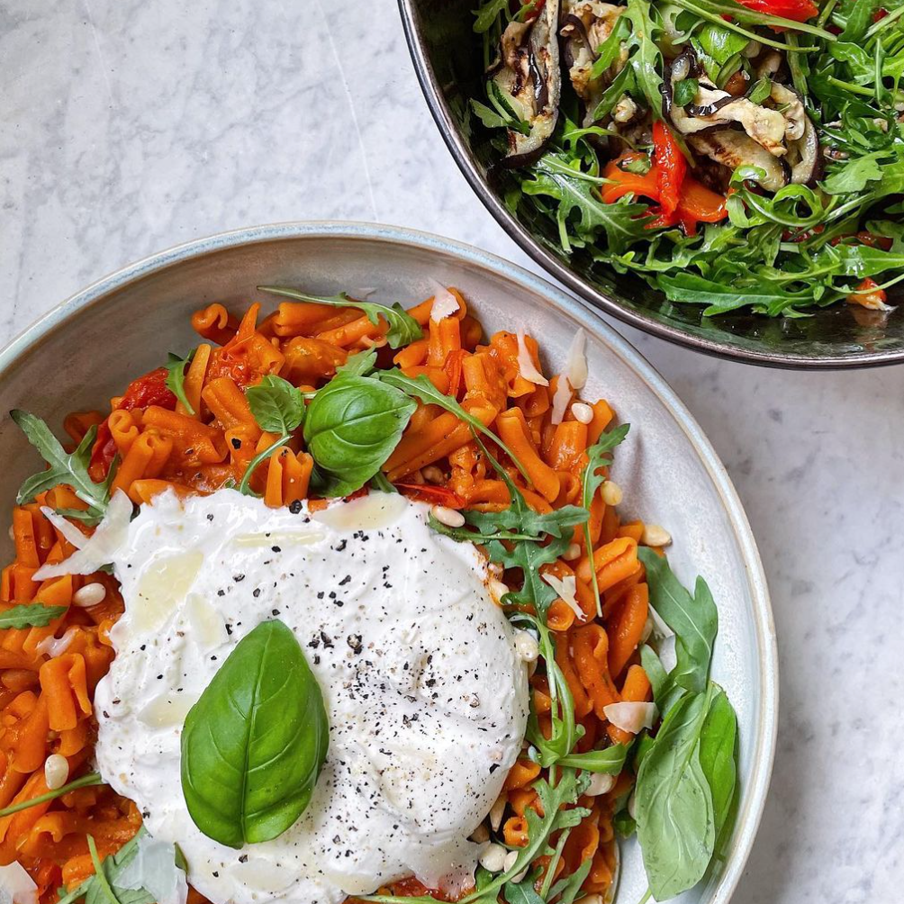 Lentil pasta w/ burrata