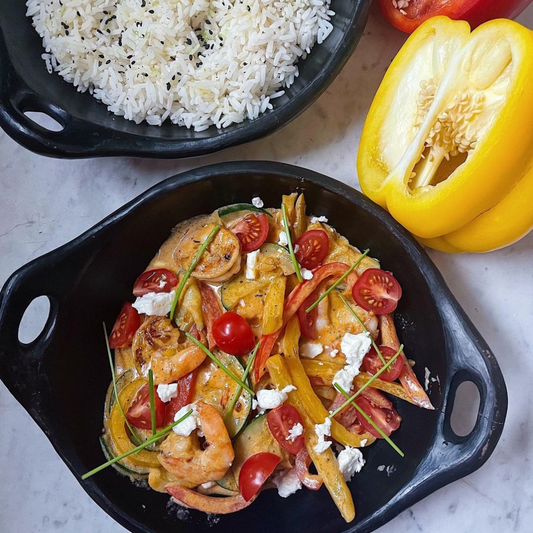 Creamy bell pepper shrimp