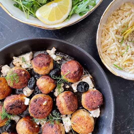 Feta & black olive chicken meatballs