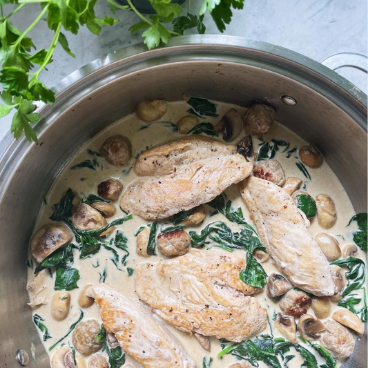 Creamy spinach & mushroom chicken