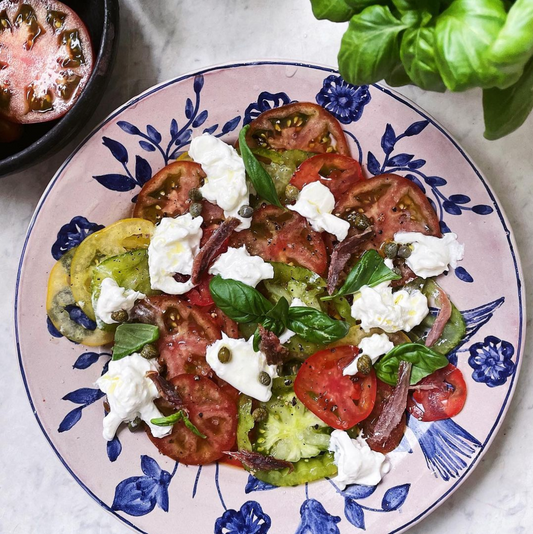 Caprese salad w/ anchovy and capers