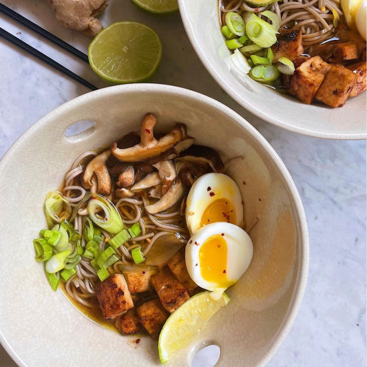 Tofu & shiitake noodle soup