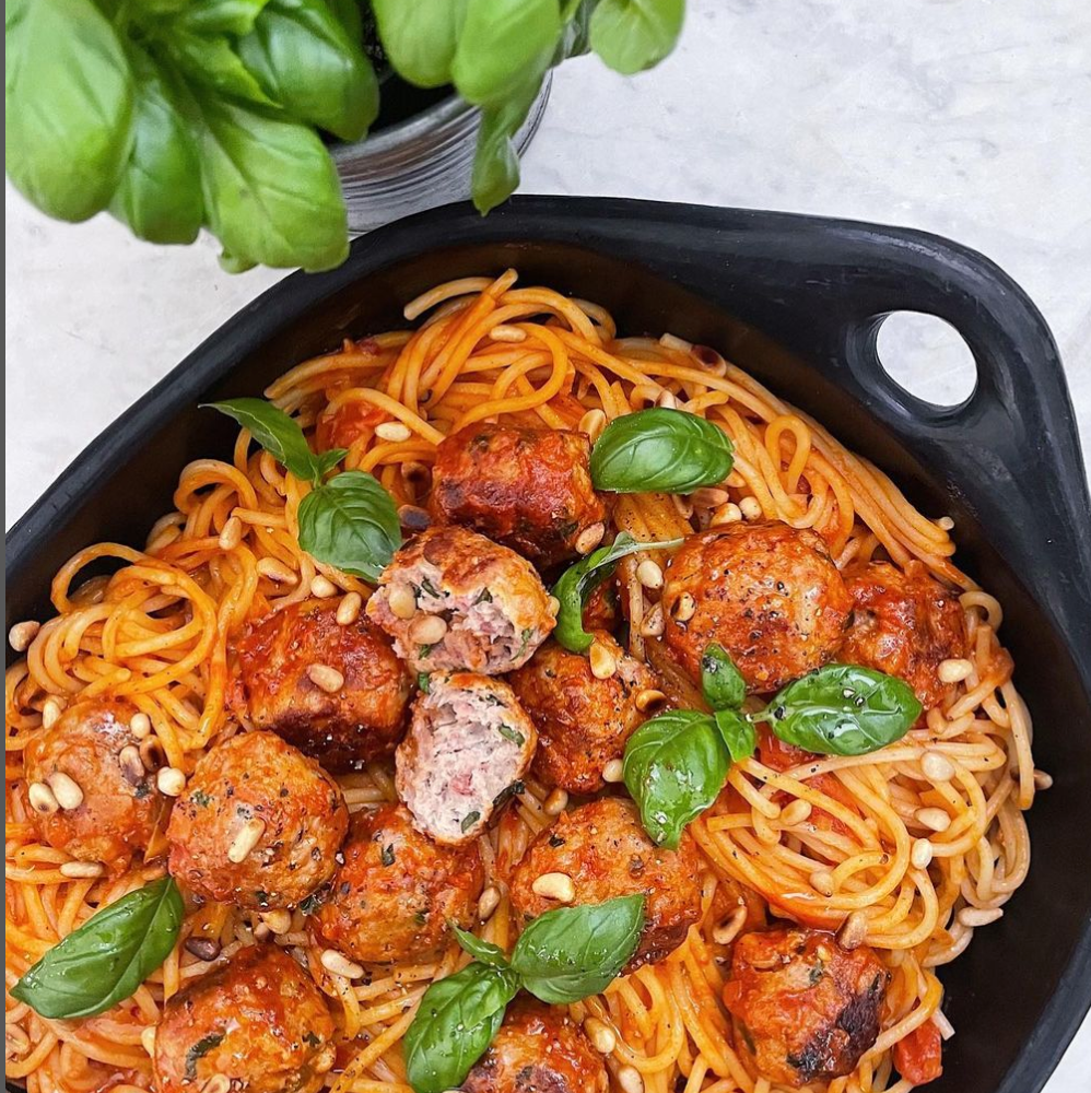 Ganda ham spaghetti meatballs