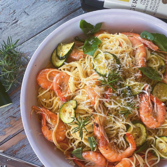 Zucchini & langoustine spaghetti