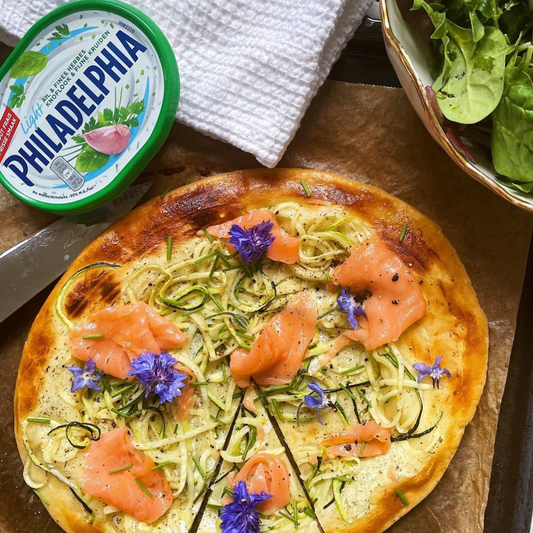 Smoked salmon & zucchini tart