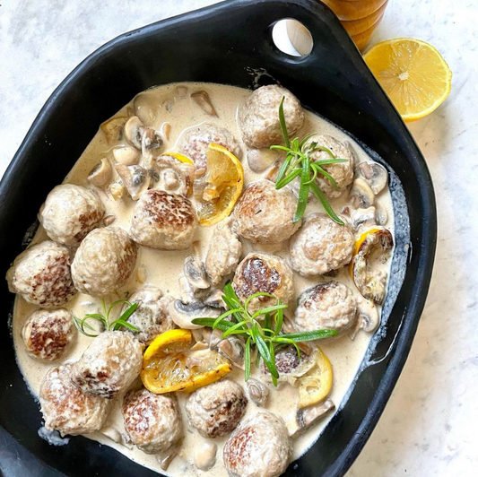 Mushroom & meatballs in a lemon creamy sauce