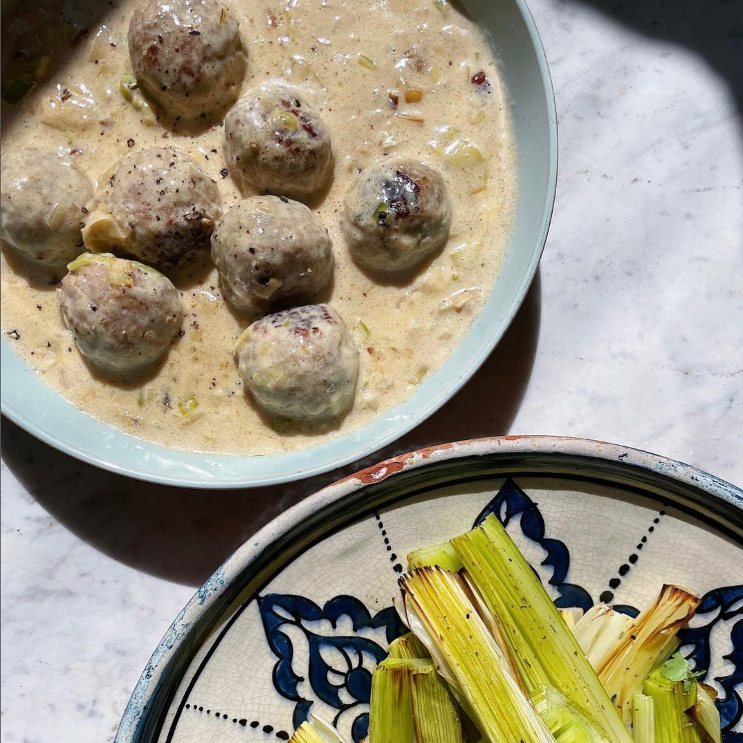 Creamy leek meatballs