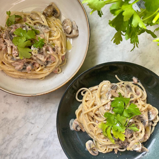 Bacon & mushroom spaghetti