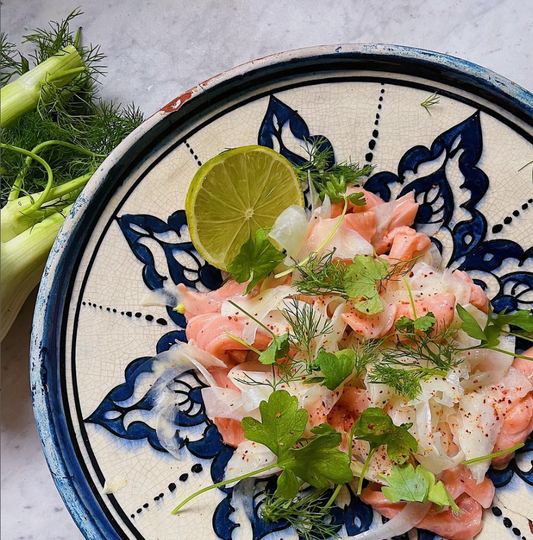 Marinated salmon and fennel salad